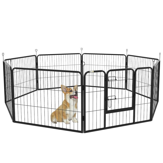 PawHut Steel 8 Panel Dog pen Pet Puppy PlayPen Black