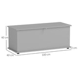 HOMCOM 113L Storage Chest, Storage Box with Flip-Top Lid and 2 Safety Hinges, Storage Trunk for Living Room, Entryway, 100 x 40 x 40 cm, Grey