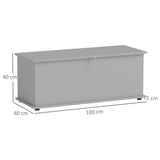 HOMCOM 113L Storage Chest, Storage Box with Flip-Top Lid and 2 Safety Hinges, Storage Trunk for Living Room, Entryway, 100 x 40 x 40 cm, Grey