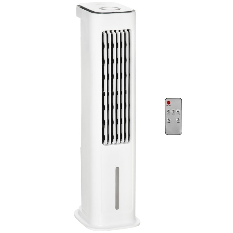 HOMCOM Evaporative Air Cooler, 5L Water Tank Oscillating Ice Cooling Fan with 3 Modes, 3 Speeds, Remote Control, Timer, and Oscillation, White