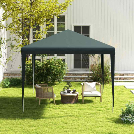 Outsunny 2.7m x 2.7m Garden Gazebo Marquee Party Tent Wedding Canopy Outdoor(Dark Green)