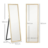HOMCOM 162.6 cm Two-Tone Full Length Mirror - White/Oak-Tone