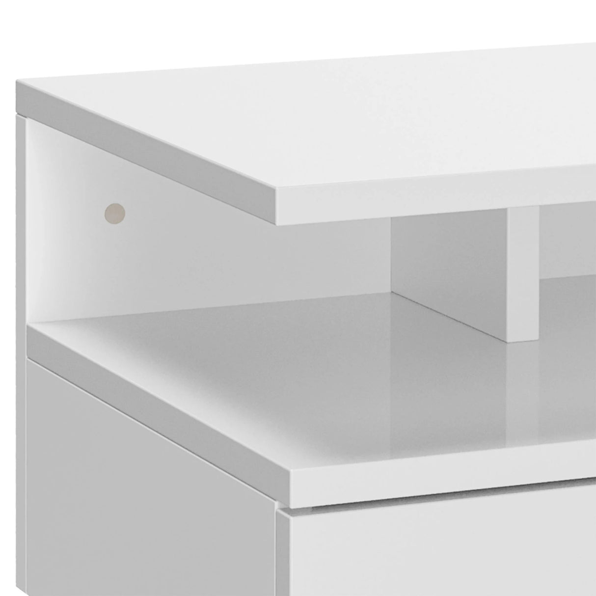 HOMCOM Set of Two Floating High Gloss Bedside Tables - White
