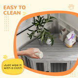 PawHut Dog Crate Furniture Side Table, with Cushion, 122 x 61 x 71cm - Grey