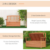 Outsunny Two-Seater Garden Storage Bench - Natural