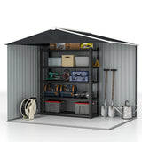 Outsunny 7.7 x 5.7ft Metal Garden Shed, Galvanised Outdoor Tool Storage House with Ventilation Slots and Sliding Doors, Grey