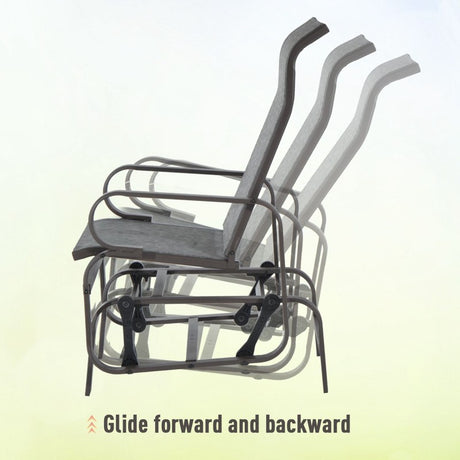 Outsunny Outdoor Gliding Rocking Chair with Sturdy Metal Frame Garden Comfortable Swing Chair, Grey & Brown