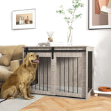 PawHut 98cm Dog Crate Furniture with Removable Cushion for Large Dogs - Brown