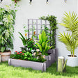Outsunny 3 Tier Garden Planters with Trellis for Vine Climbing, Wooden Raised Beds, 95x95x110cm, Grey