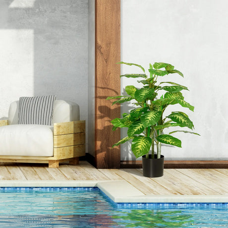 HOMCOM 2 PCs Artificial Evergreen Tree Fake Decorative Plant in Nursery Pot for Indoor Outdoor Dcor, Green