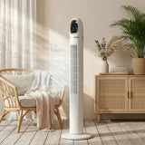 HOMCOM Tower Fan for Bedroom, Standing Floor Fan with Oscillating, 3 Modes, 3 Speeds, 24 Hour Timer, White