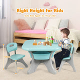 3 Sets of Table and Chairs with Detachable Storage Boxes Design for Kids Green