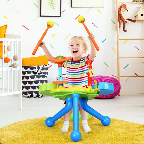 Electric Jazz Drum Set with Stool Microphone & LED Light
