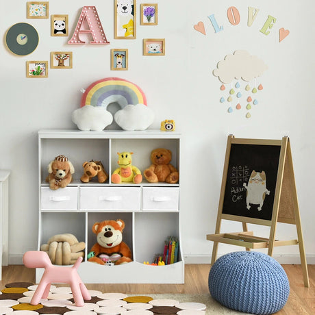 3-layer Kids Cubby Bin Combo Storage Organizer for kids' Room-White