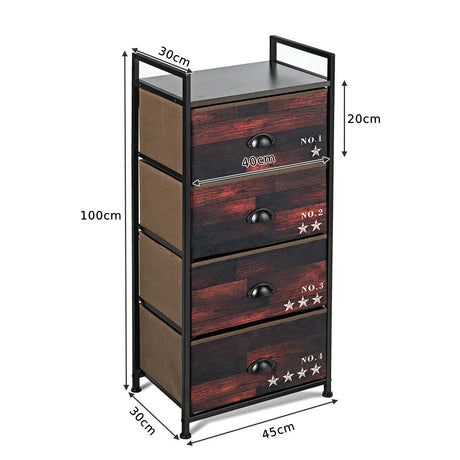 Industrial 4 Fabric Drawers Storage Dresser with Fabric Drawers and Steel Frame