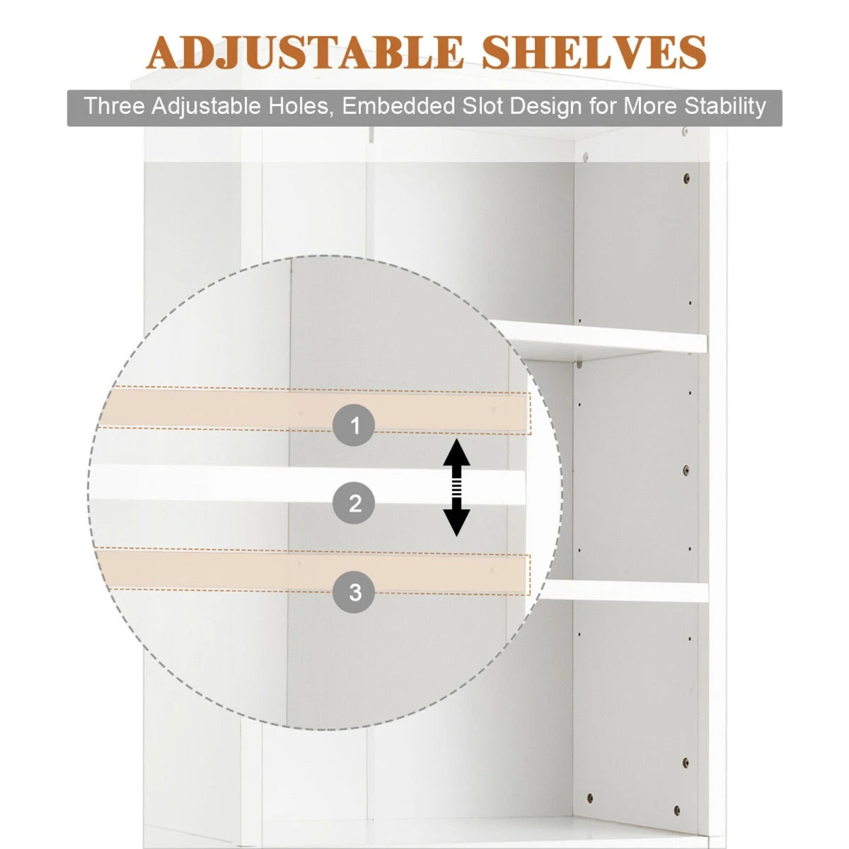 3-Shelf Bookcase with Double Doors &amp; Adjustable Shelves &amp; Cabinet-White