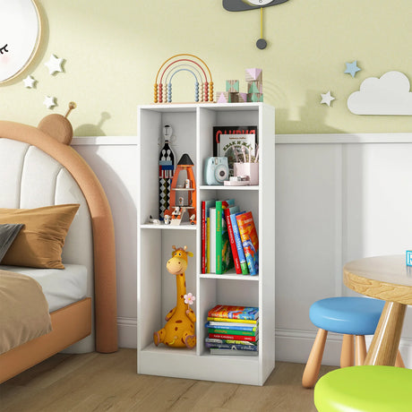 5-Cube Freestanding Storage Bookshelf with 2 Anti-Tipping Kits-White