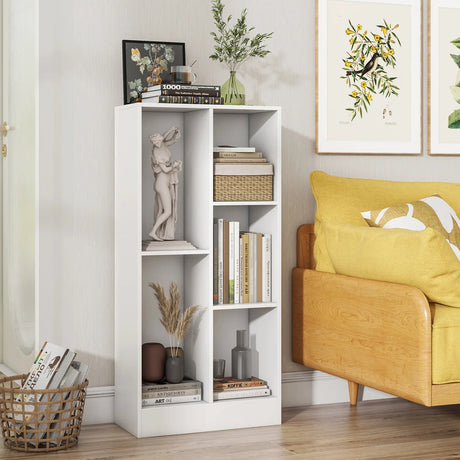5-Cube Freestanding Storage Bookshelf with 2 Anti-Tipping Kits-White