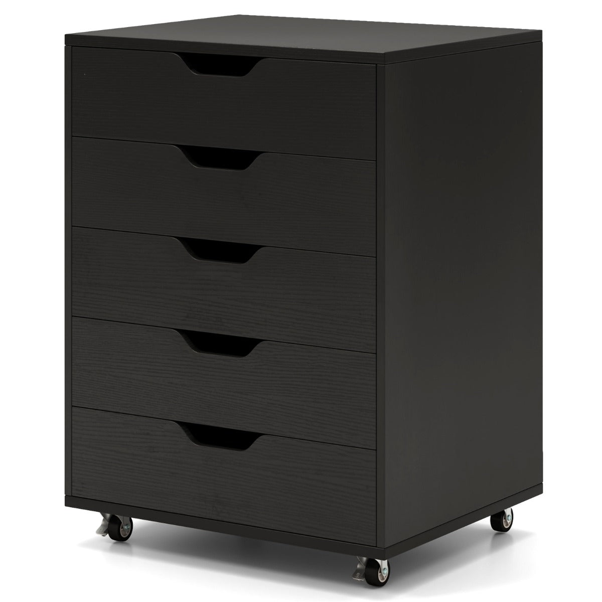 5 Drawer Chest with Lockable Wheels for Home Office-Black