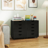5 Drawer Chest with Lockable Wheels for Home Office-Black