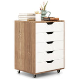 Versatile Storage Cabinet with Wheels for Home Office-Natural