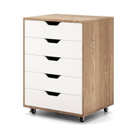 Versatile Storage Cabinet with Wheels for Home Office-Natural