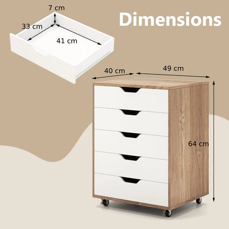 Versatile Storage Cabinet with Wheels for Home Office-Natural