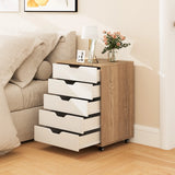 Versatile Storage Cabinet with Wheels for Home Office-Natural