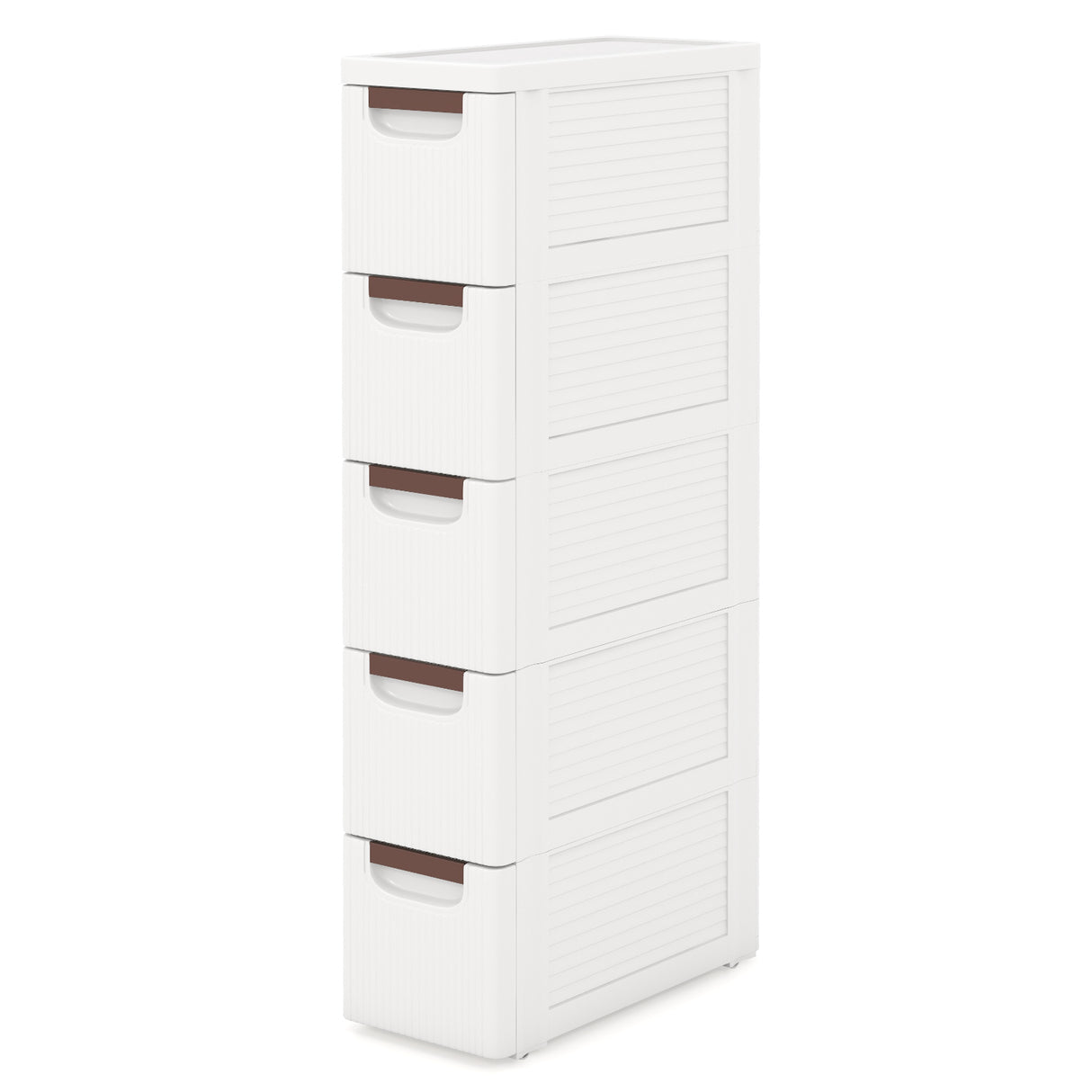3/4/5/6-Drawer Rolling Organizer Unit Narrow Storage Cabinet with Built-In Wheels for Small Space-5-Drawer