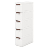 3/4/5/6-Drawer Rolling Organizer Unit Narrow Storage Cabinet with Built-In Wheels for Small Space-5-Drawer