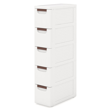 3/4/5/6-Drawer Rolling Organizer Unit Narrow Storage Cabinet with Built-In Wheels for Small Space-5-Drawer