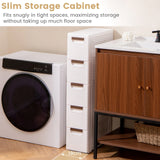 3/4/5/6-Drawer Rolling Organizer Unit Narrow Storage Cabinet with Built-In Wheels for Small Space-5-Drawer
