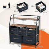 5 Drawers Storage Dresser with Fabric Bin for Living Room Bedroom-Black