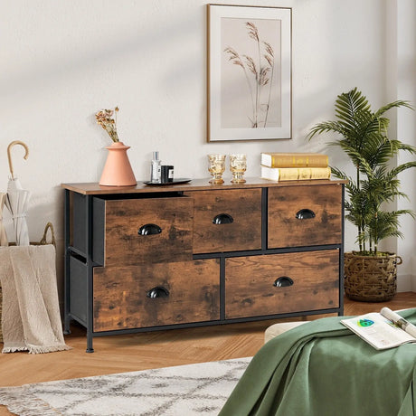 2-Tier Dresser Organizer with 5 Drawers & Steel Frame