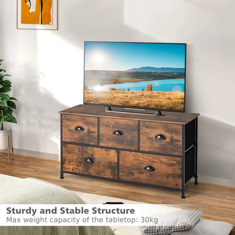 2-Tier Dresser Organizer with 5 Drawers & Steel Frame