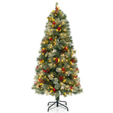 Pre-Lit Artificial Christmas Tree with 453 PVC and 230 Warm White LED Lights-1.5M