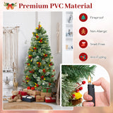 Pre-Lit Artificial Christmas Tree with 453 PVC and 230 Warm White LED Lights-1.5M