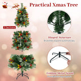 Pre-Lit Artificial Christmas Tree with 453 PVC and 230 Warm White LED Lights-1.5M