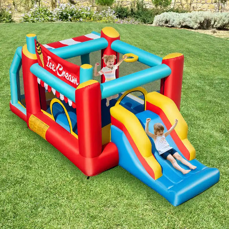 5-in-1 Ice Cream Jumping Castle Inflatable Bounce House with Slide without Blower