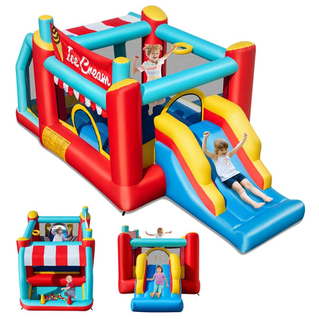 5-in-1 Ice Cream Jumping Castle Inflatable Bounce House with Slide without Blower