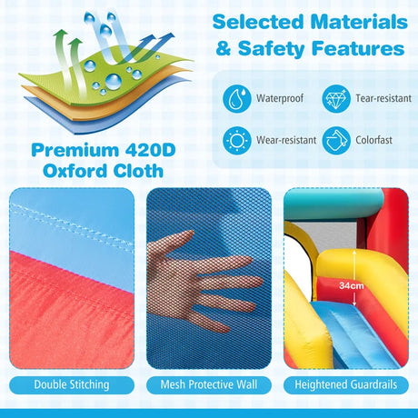5-in-1 Ice Cream Jumping Castle Inflatable Bounce House with Slide without Blower