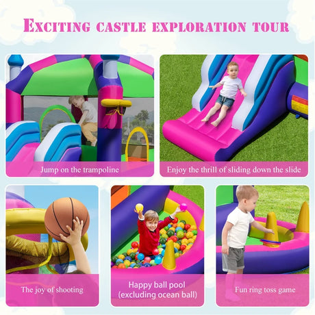 5-in-1 Inflatable Bounce Castle with Sun Roof (without Blower & Balls)