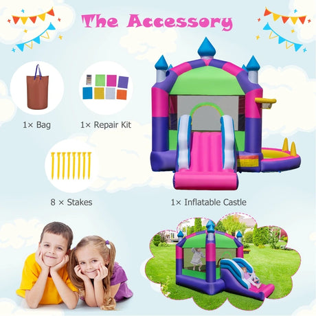 5-in-1 Inflatable Bounce Castle with Sun Roof (without Blower & Balls)