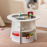 5 PCS Kids Table and Chair Set with Storage Stools for Activity-White