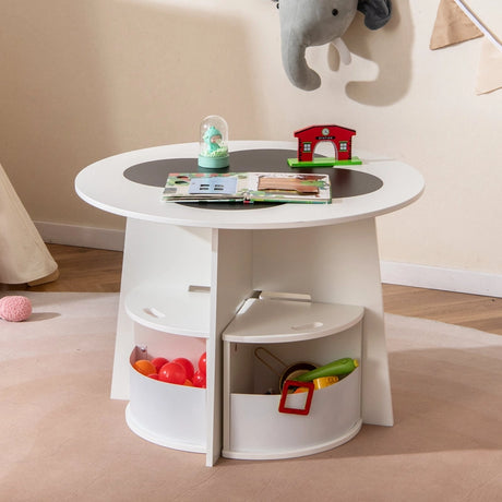 5 PCS Kids Table and Chair Set with Storage Stools for Activity-White