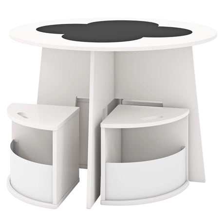 5 PCS Kids Table and Chair Set with Storage Stools for Activity-White