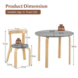 5 Pieces Kids Bentwood Curved Back Table and Chair Set-Grey