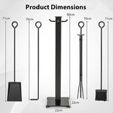 5 Pieces Fireplace Iron Fire Place Tool Set