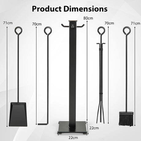5 Pieces Fireplace Iron Fire Place Tool Set