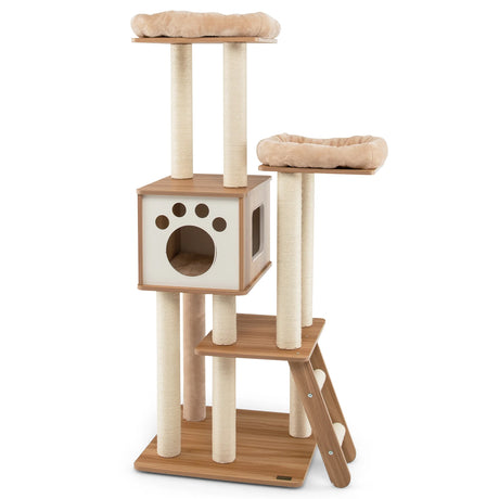 5-tier cat tree with house 59 x 59 x 157 cm